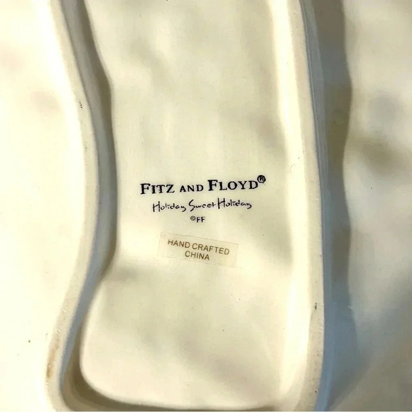 Fitz And Floyd Christmas Holiday Sweet Santa Snack Plate And Spreader Pre-Owned - Picture 6 of 9
